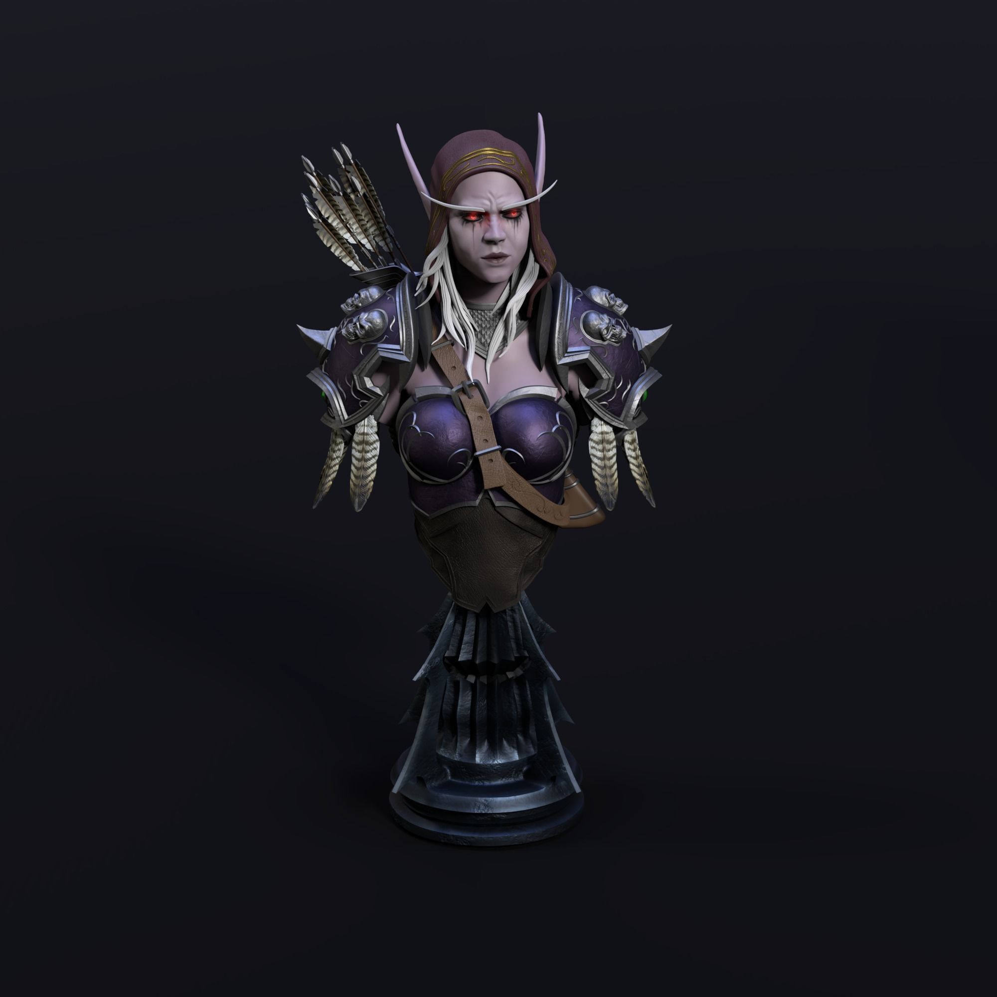 Sylvanas Windrunner Bust Torso 3D print model_3