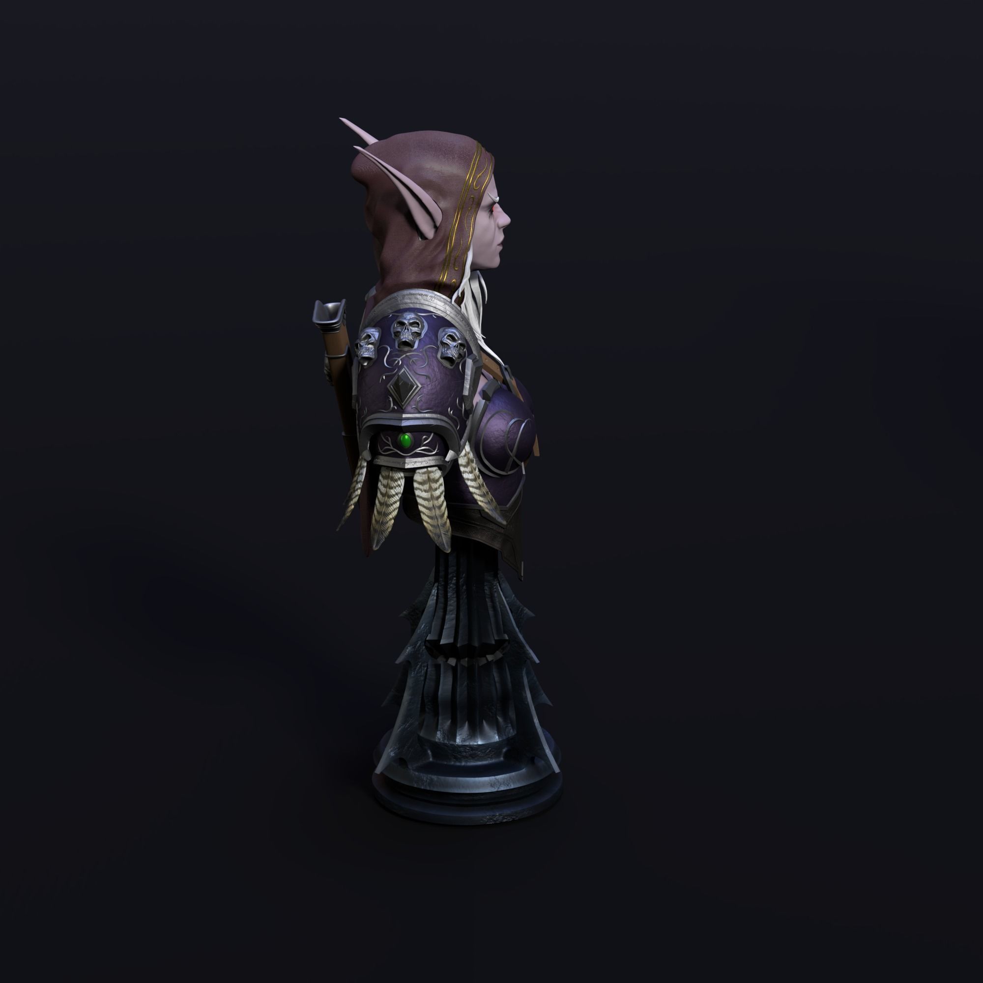 Sylvanas Windrunner Bust Torso 3D print model_5