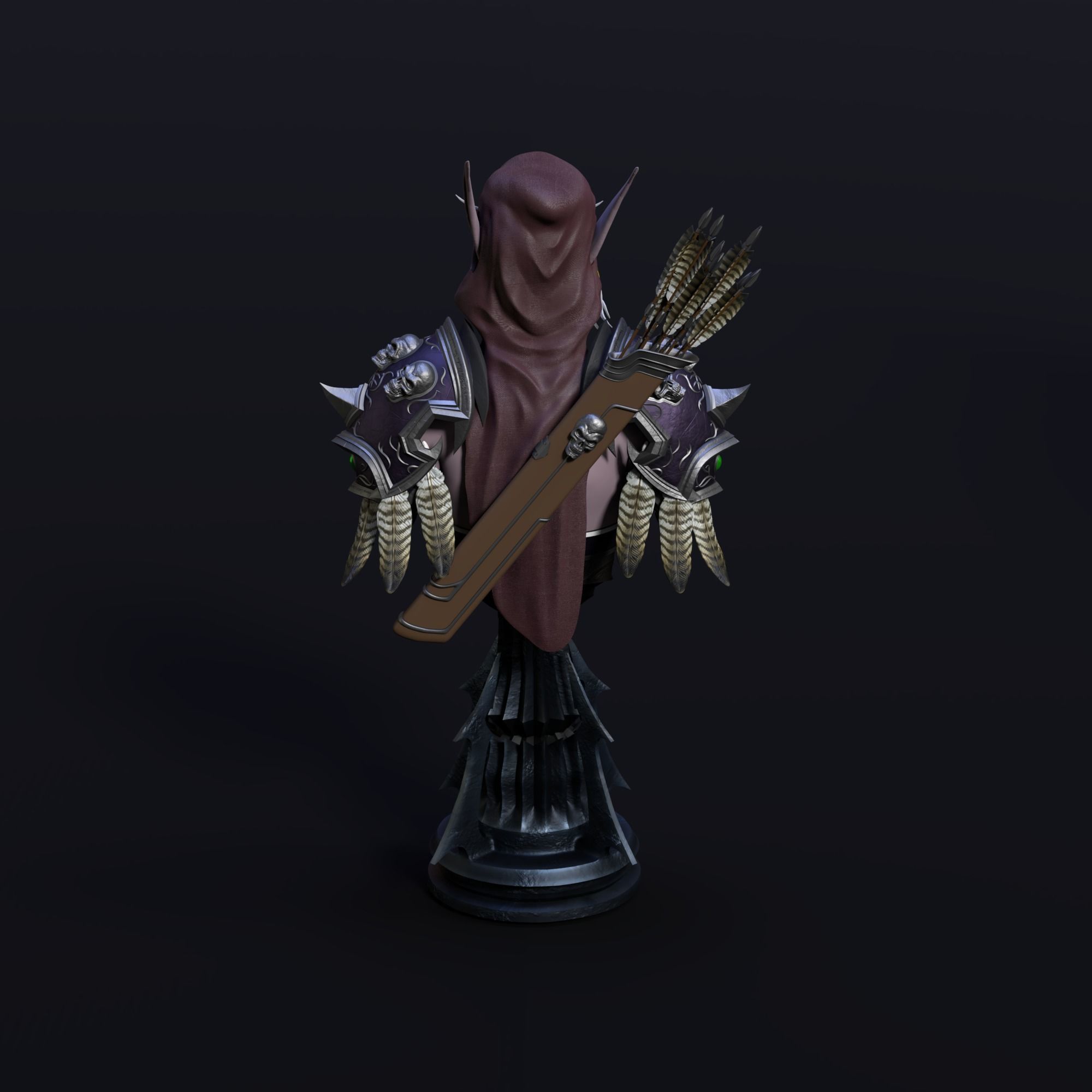 Sylvanas Windrunner Bust Torso 3D print model_7