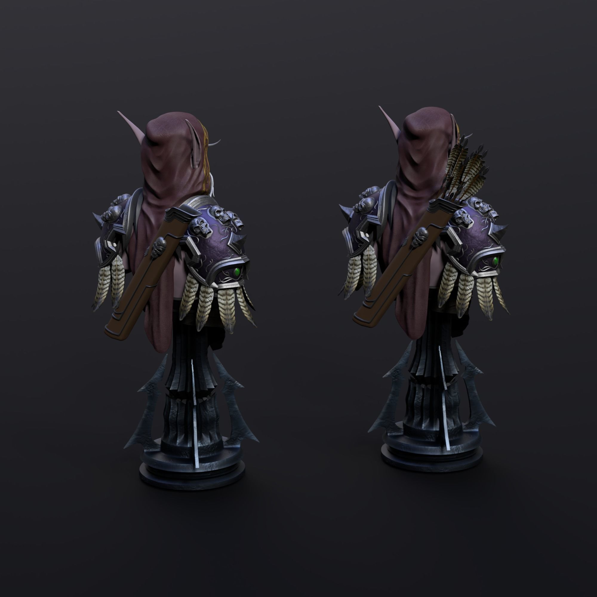 Sylvanas Windrunner Bust Torso 3D print model_2