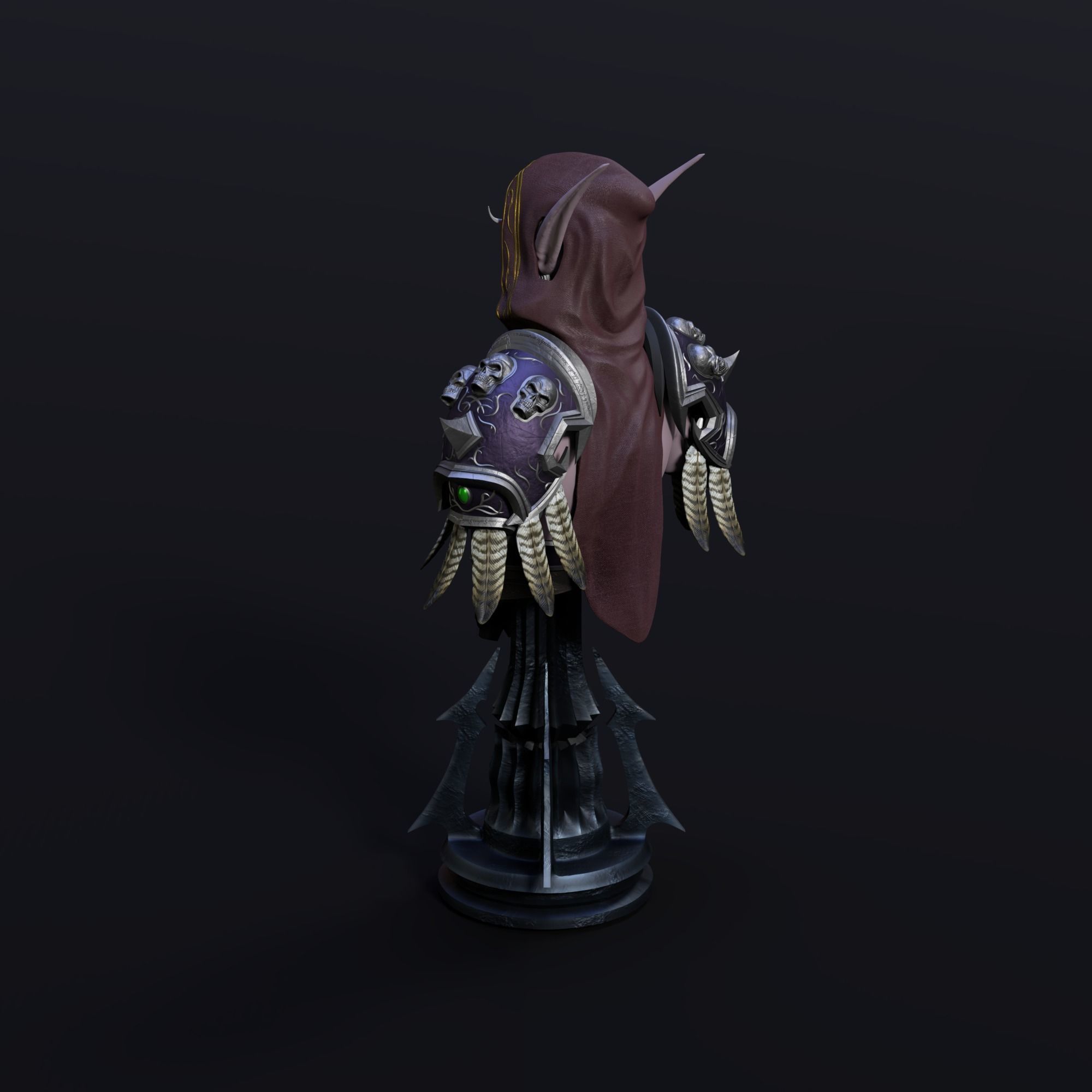 Sylvanas Windrunner Bust Torso 3D print model_8
