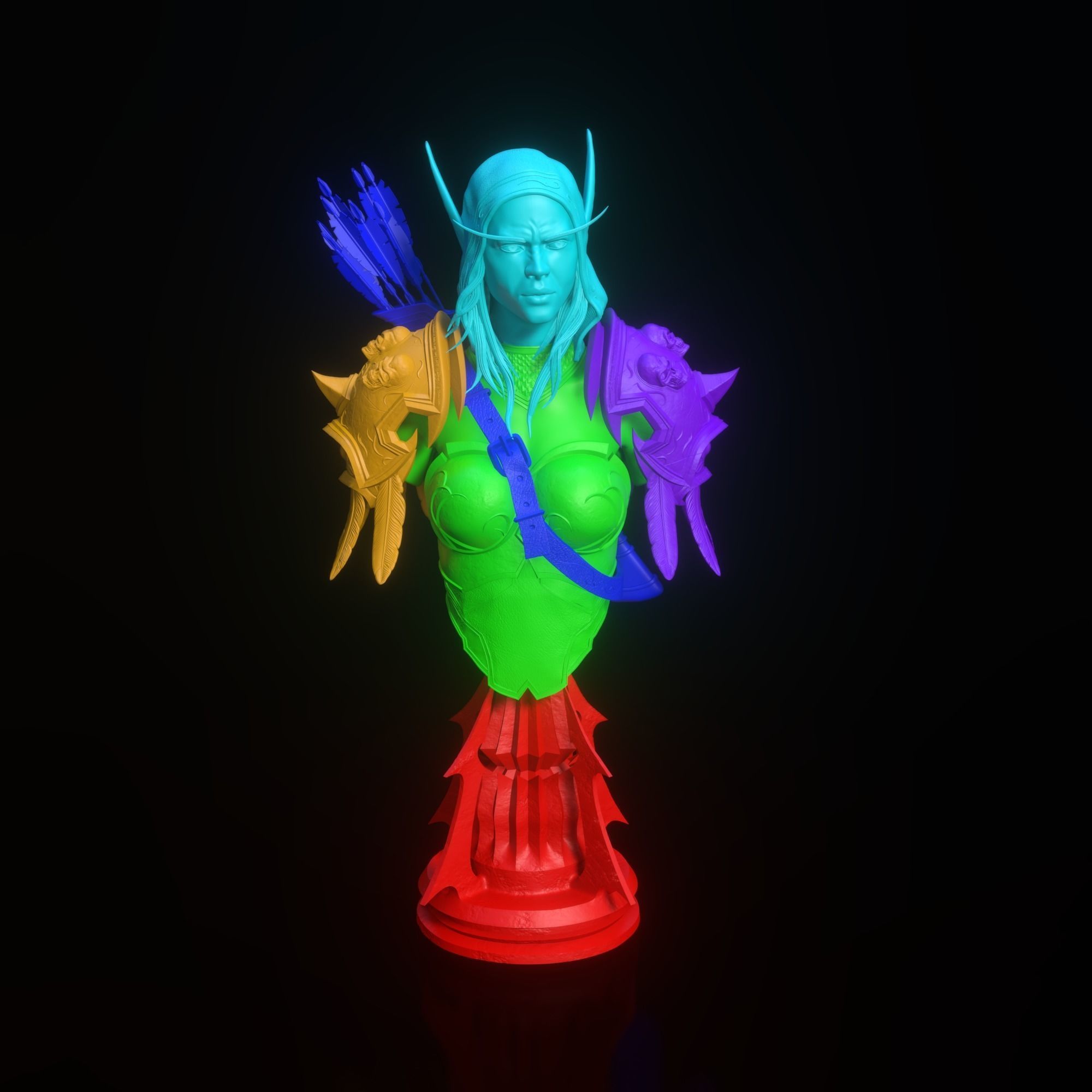 Sylvanas Windrunner Bust Torso 3D print model_11