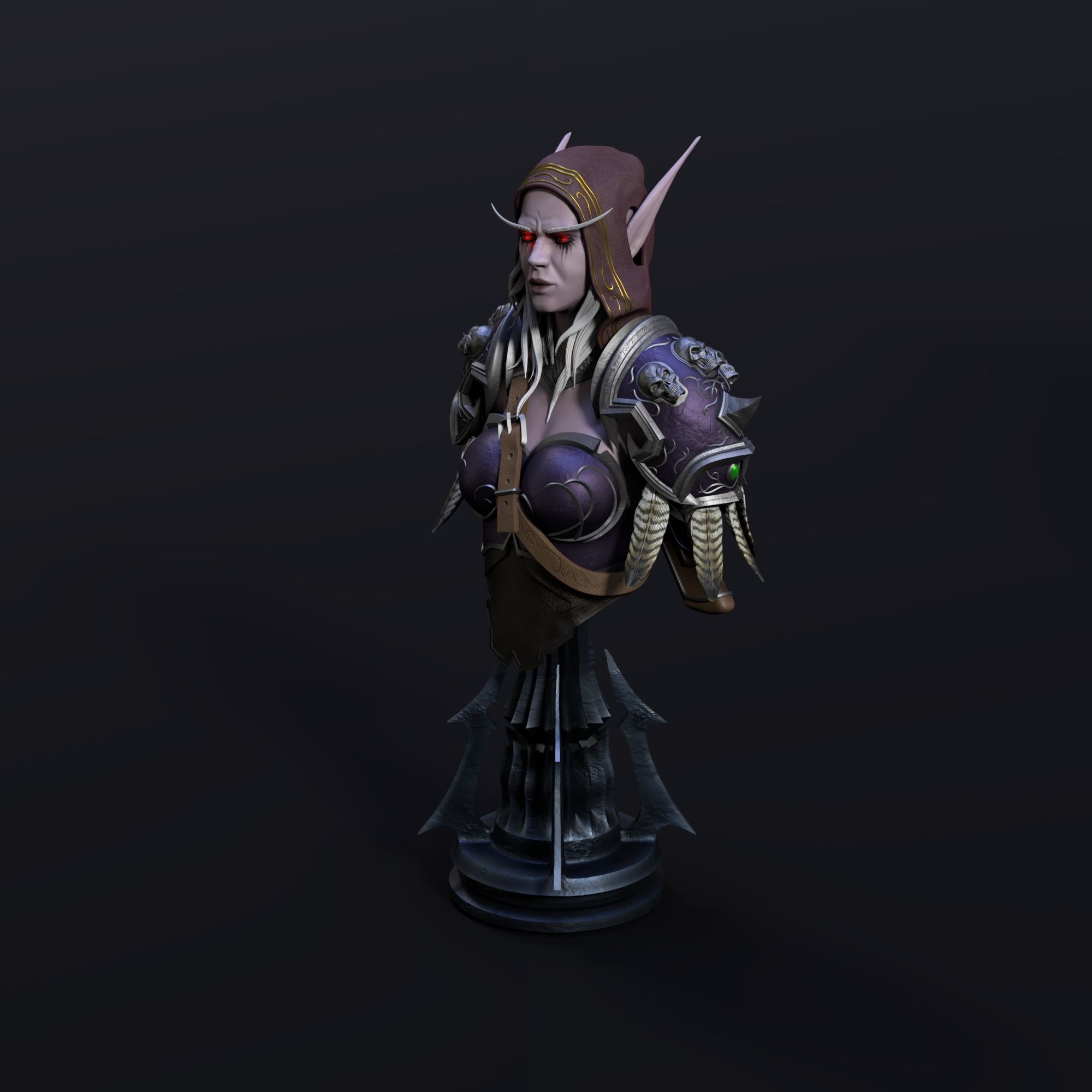 Sylvanas Windrunner Bust Torso 3D print model_10