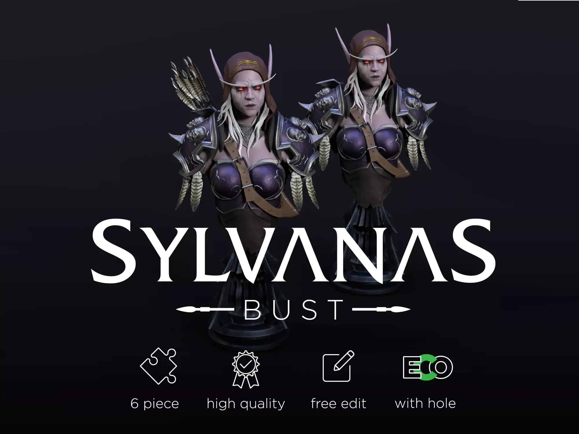 Sylvanas Windrunner Bust Torso 3D print model_0