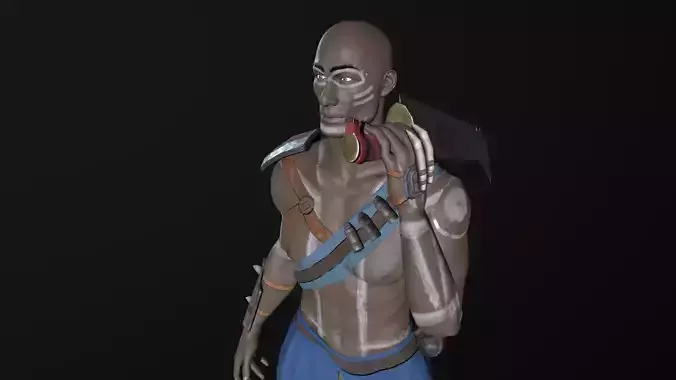 African warrior Low-poly 3D model