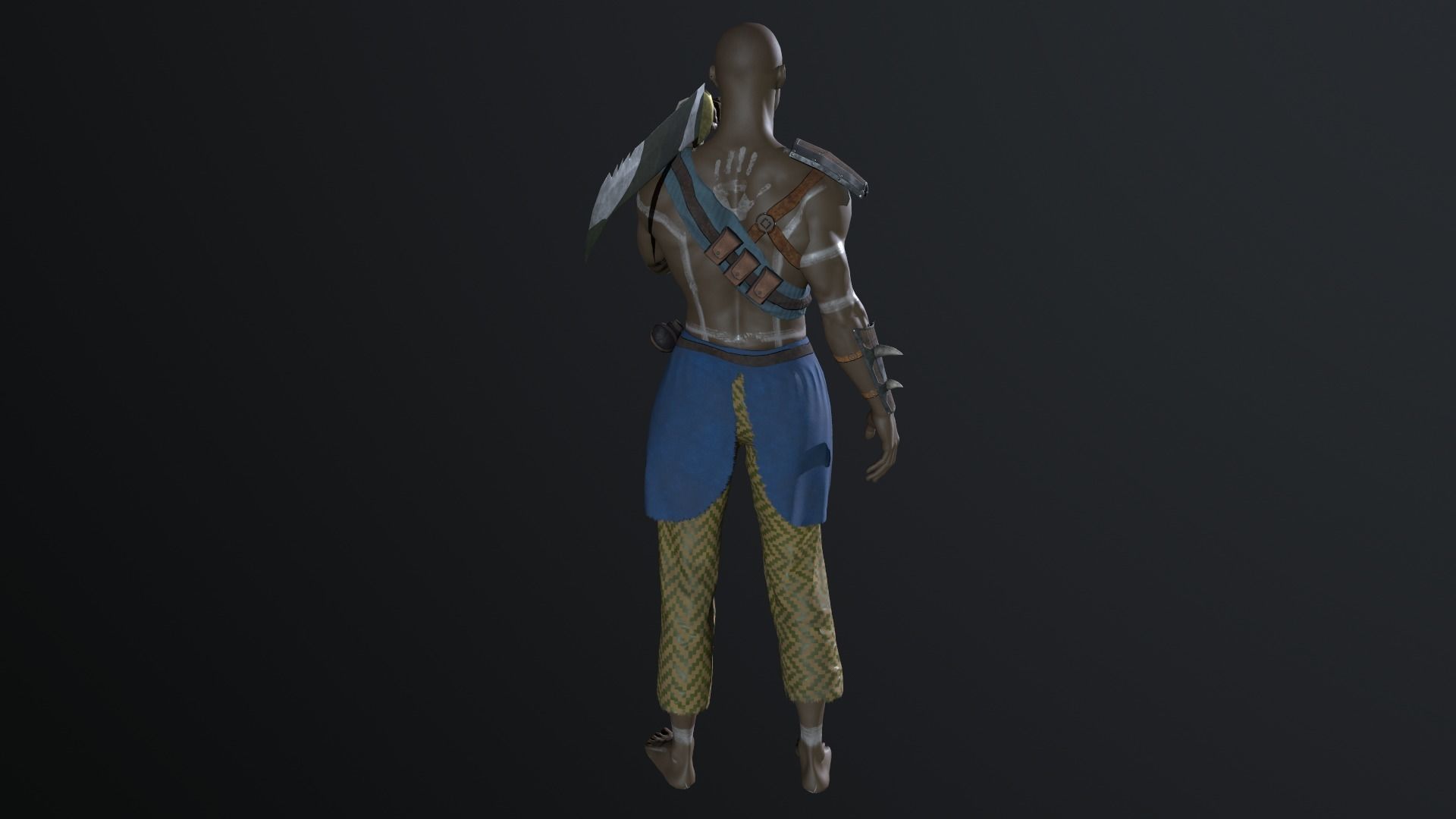 African warrior Low-poly 3D model_7