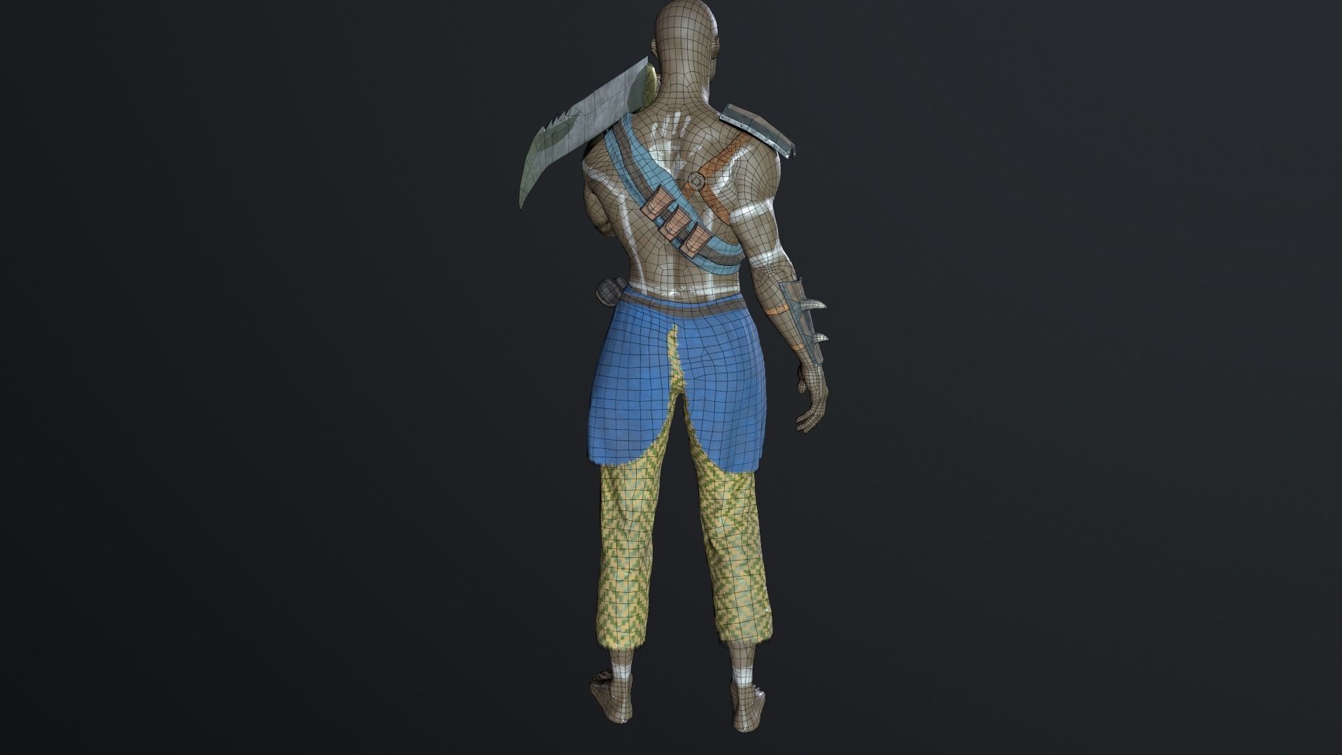 African warrior Low-poly 3D model_10