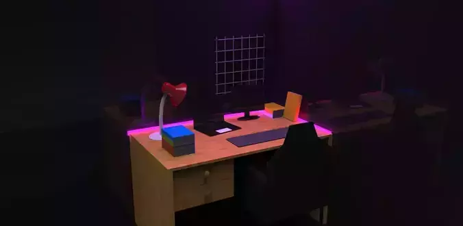 BedRoom computer desk with lights