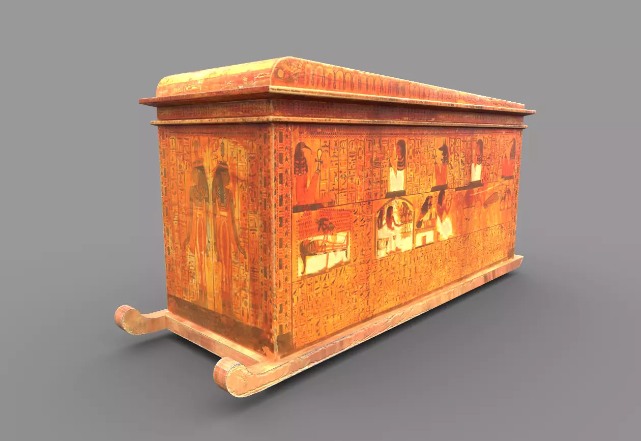 Egyptic  Sarcophagus Low-poly 3D model_0