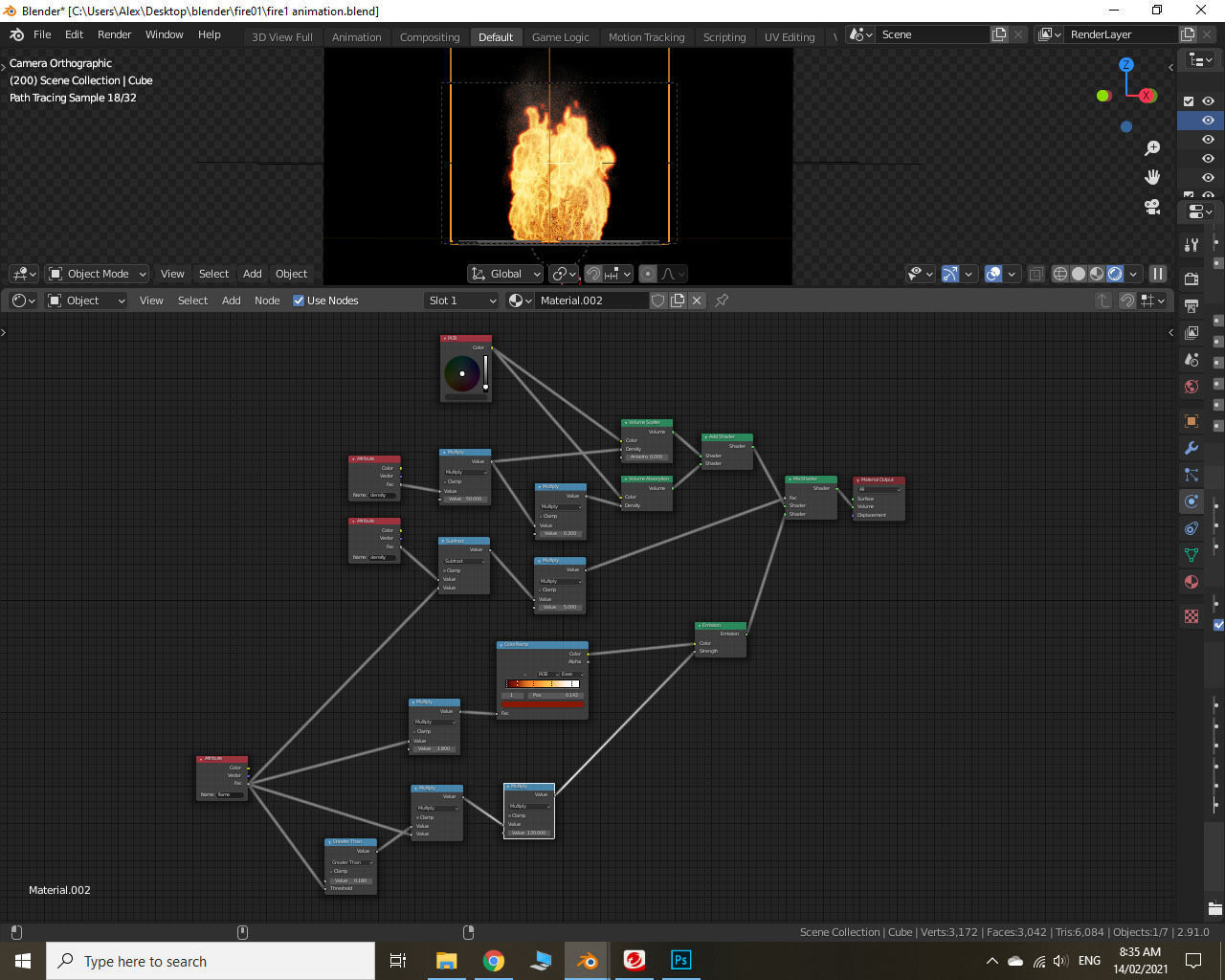 Fire Bonfire Flame 3D model_4