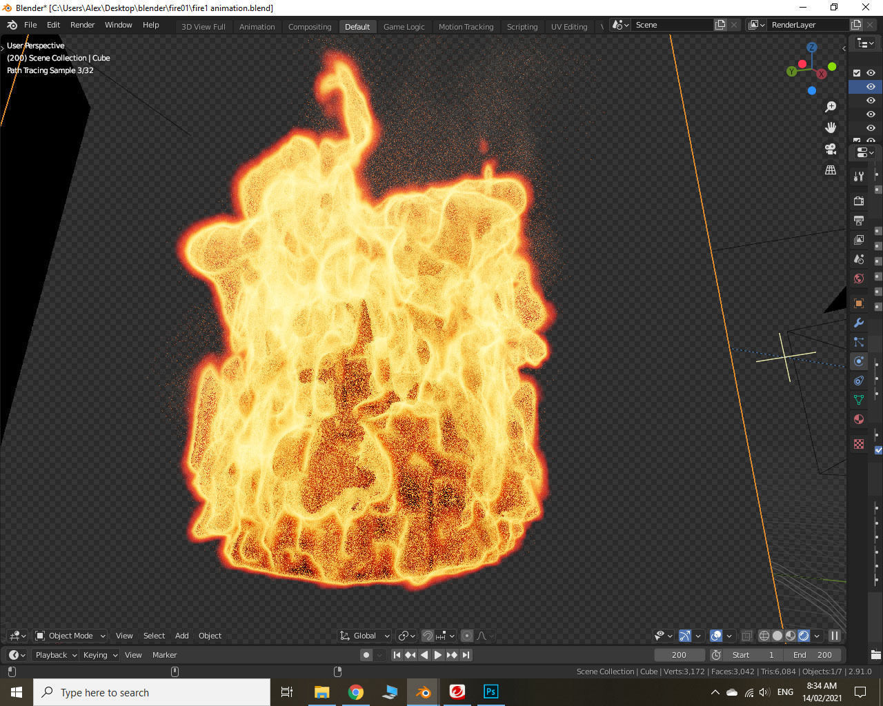 Fire Bonfire Flame 3D model_6