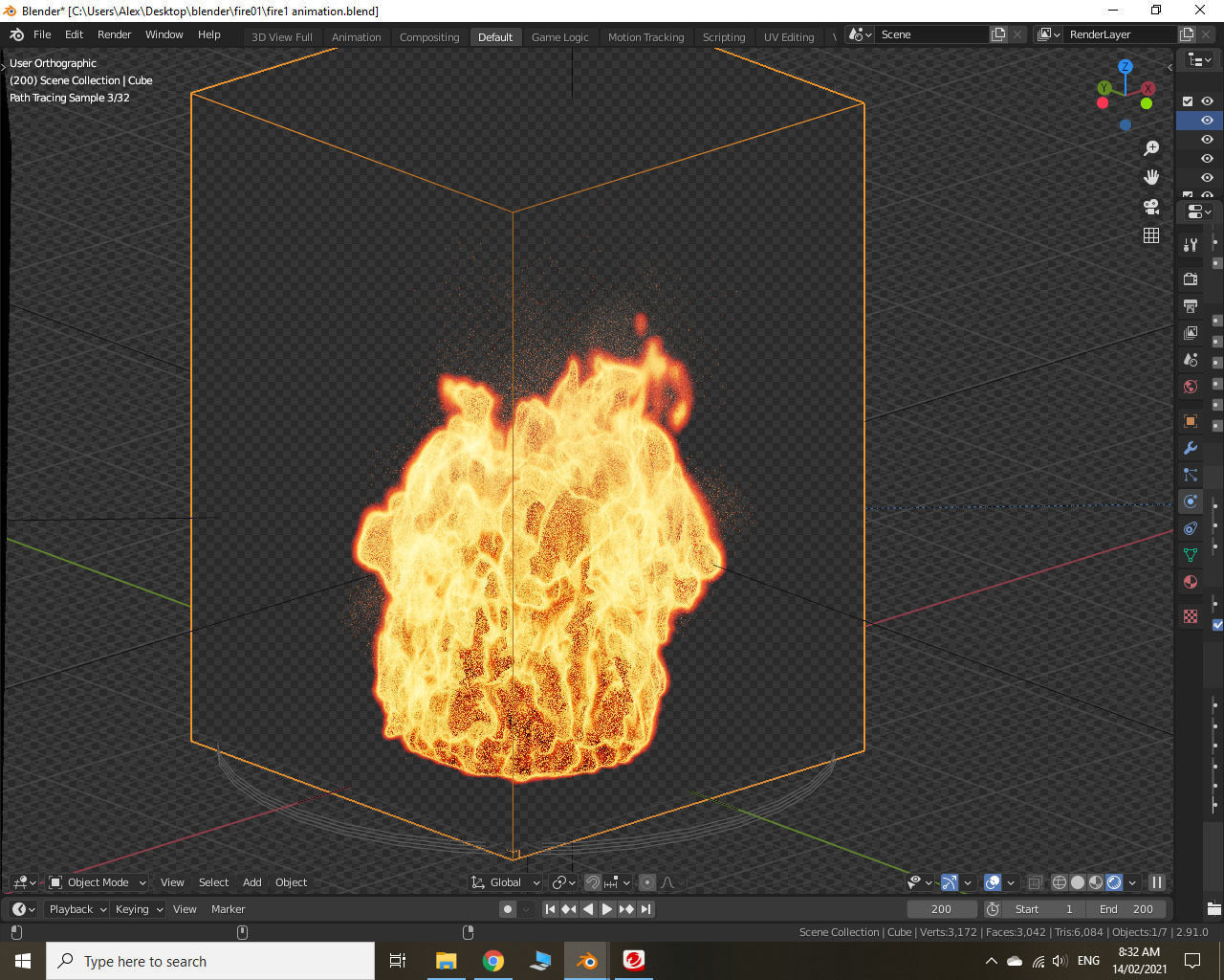 Fire Bonfire Flame 3D model_5