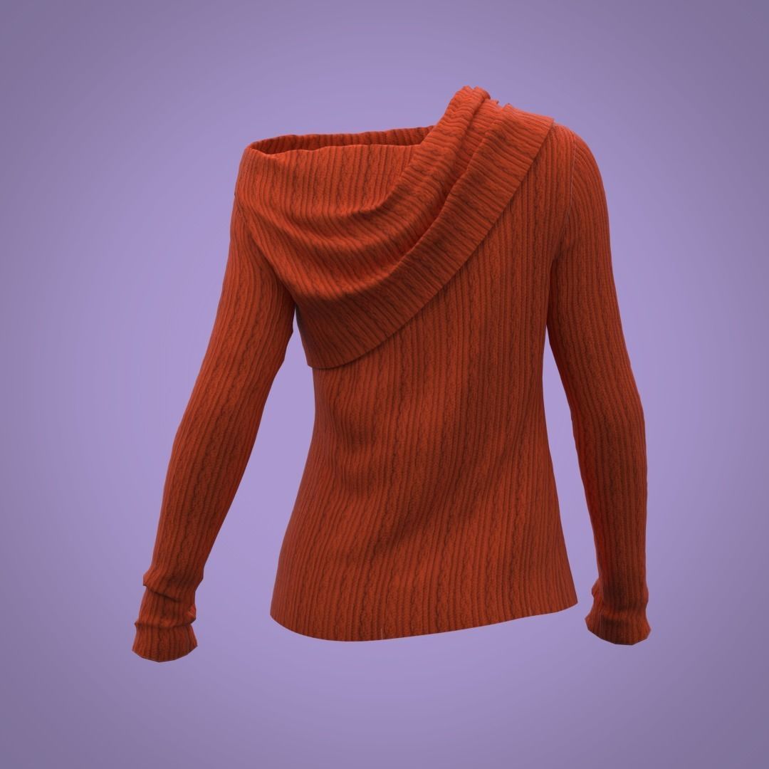 orange off-the-shoulder draped crepon top 3d 3D model_3