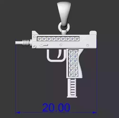 UZI pendant with diamonds 20 mm one sided