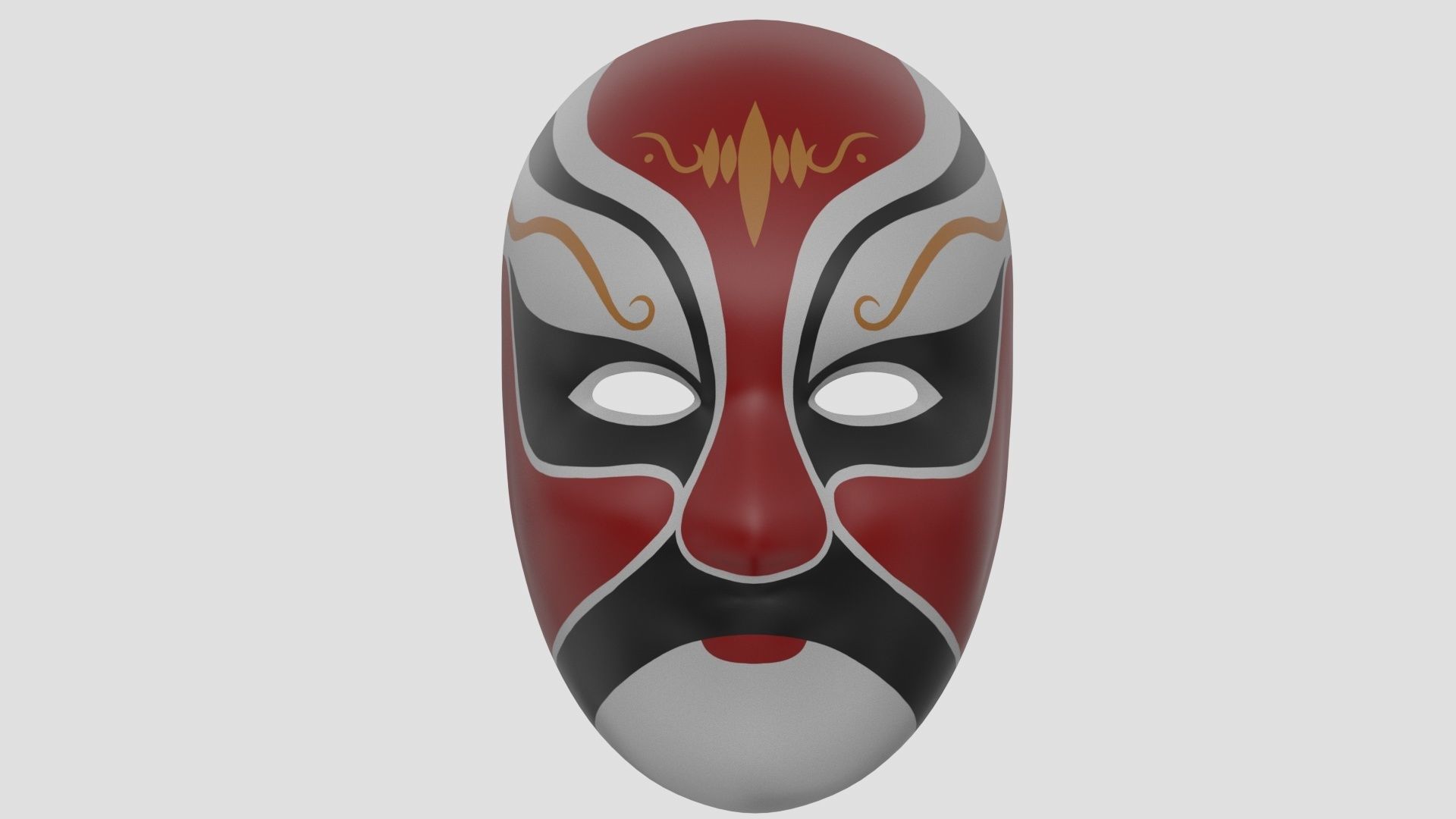 Chinese style full face mask -red 3D model_1