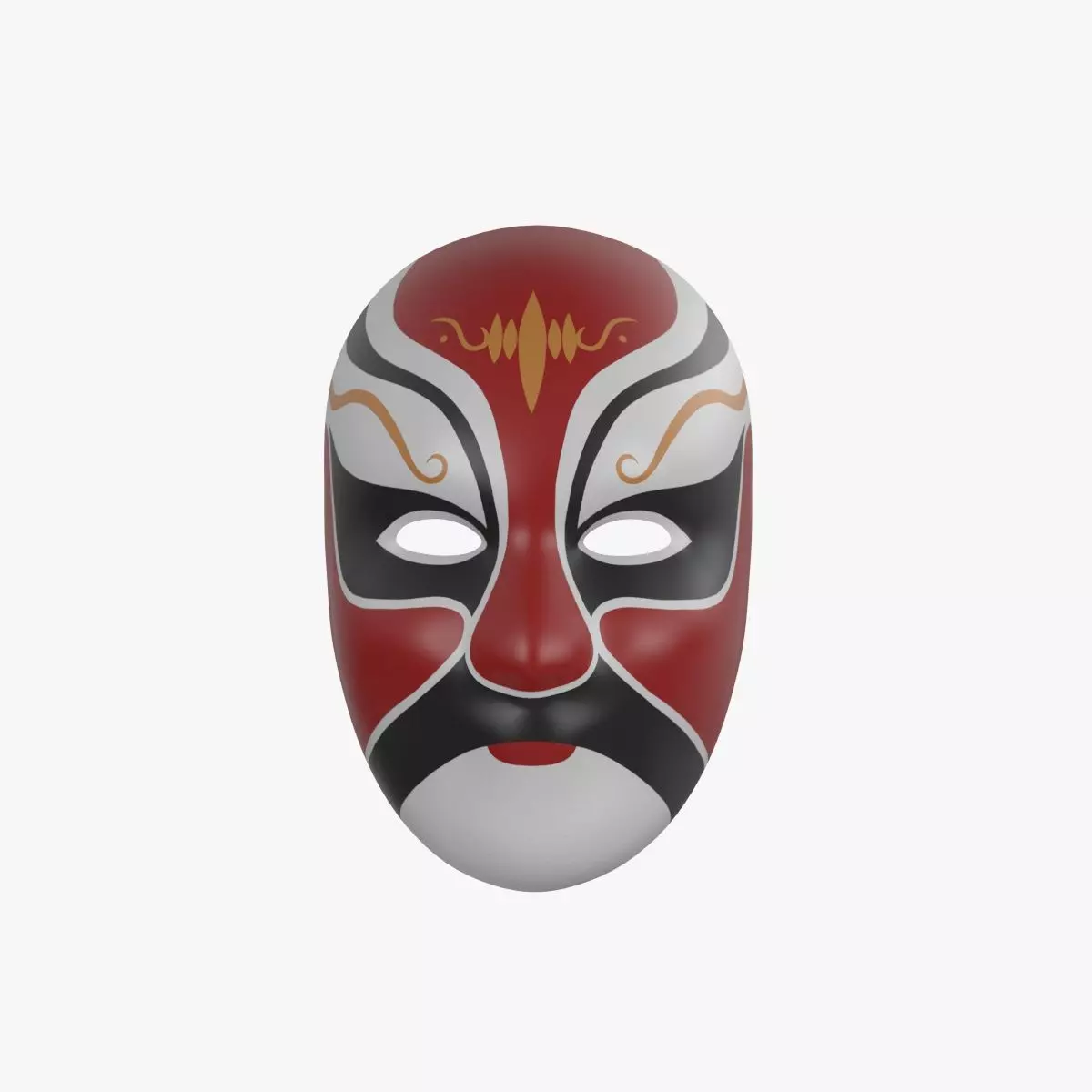 Chinese style full face mask -red 3D model_0