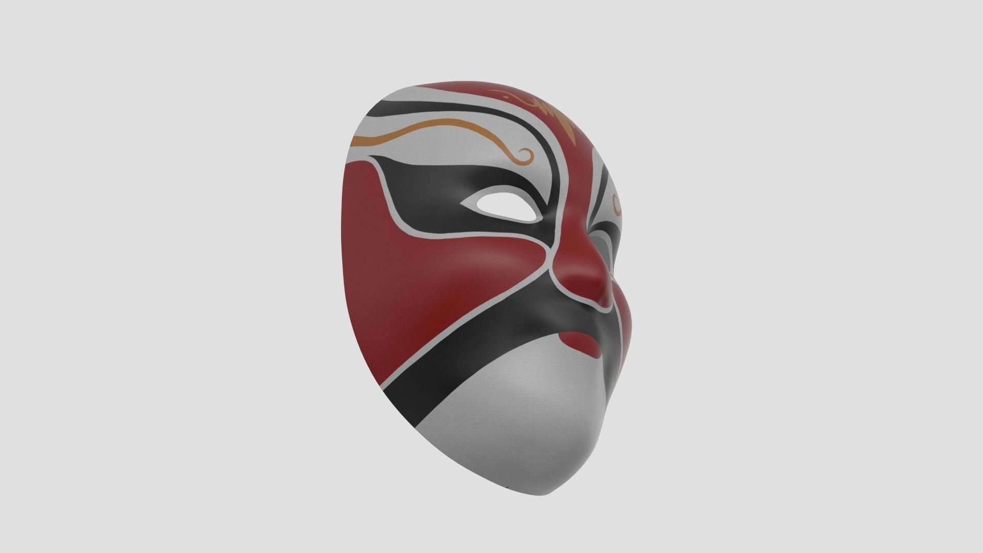 Chinese style full face mask -red 3D model_5