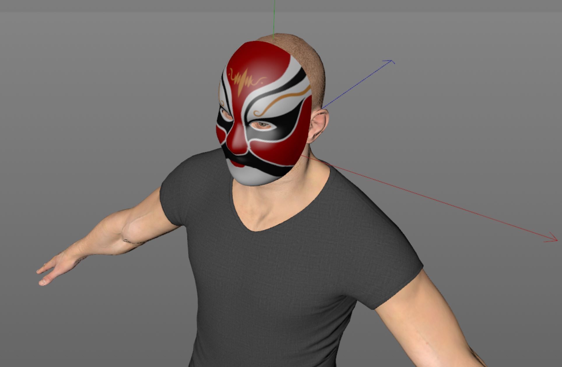 Chinese style full face mask -red 3D model_8