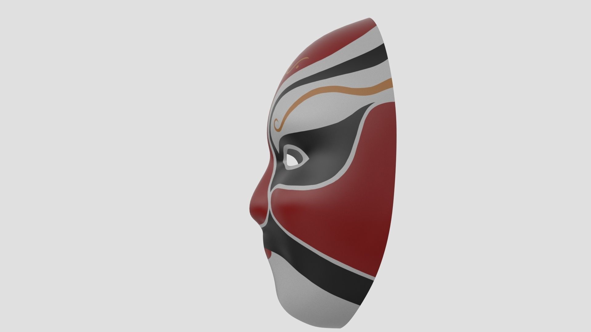 Chinese style full face mask -red 3D model_3