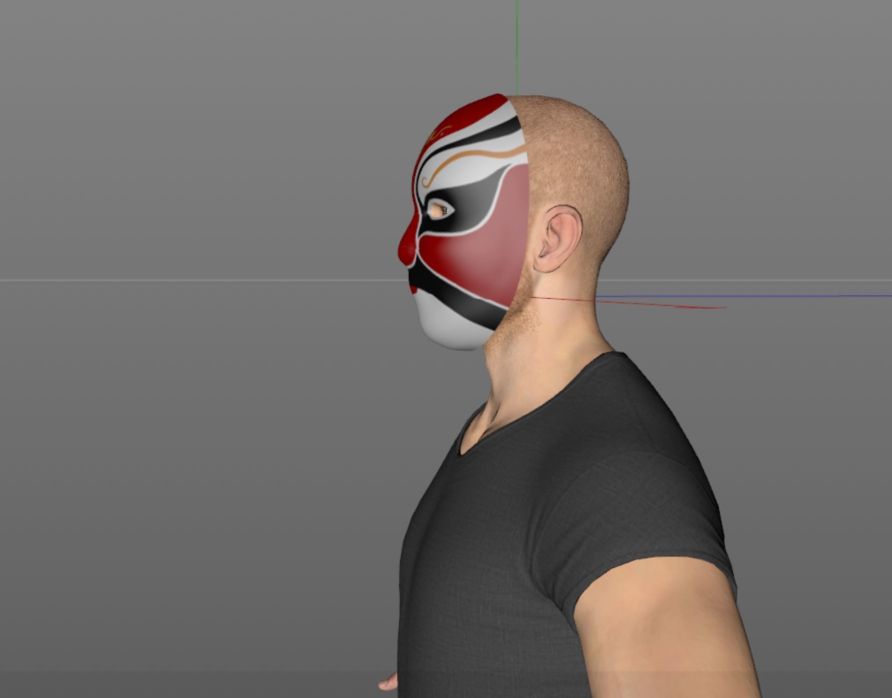 Chinese style full face mask -red 3D model_11