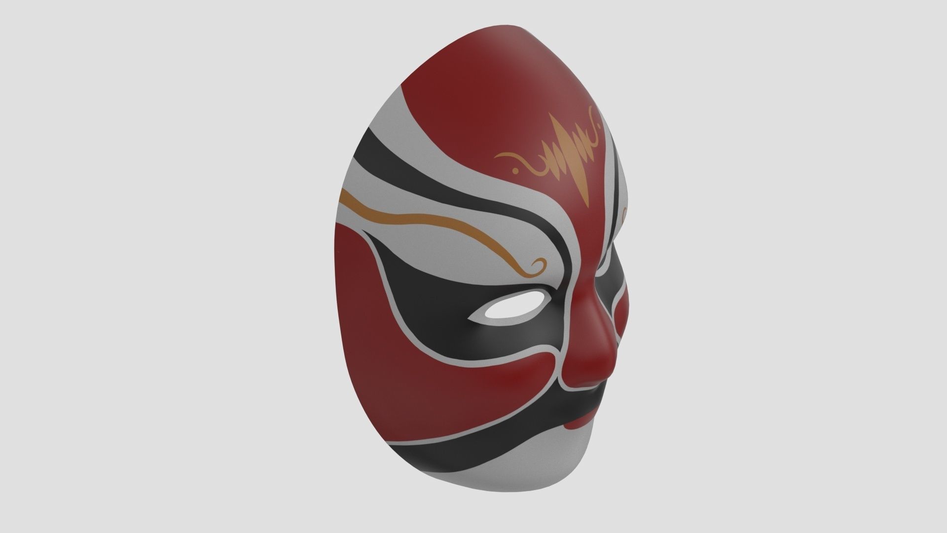 Chinese style full face mask -red 3D model_4