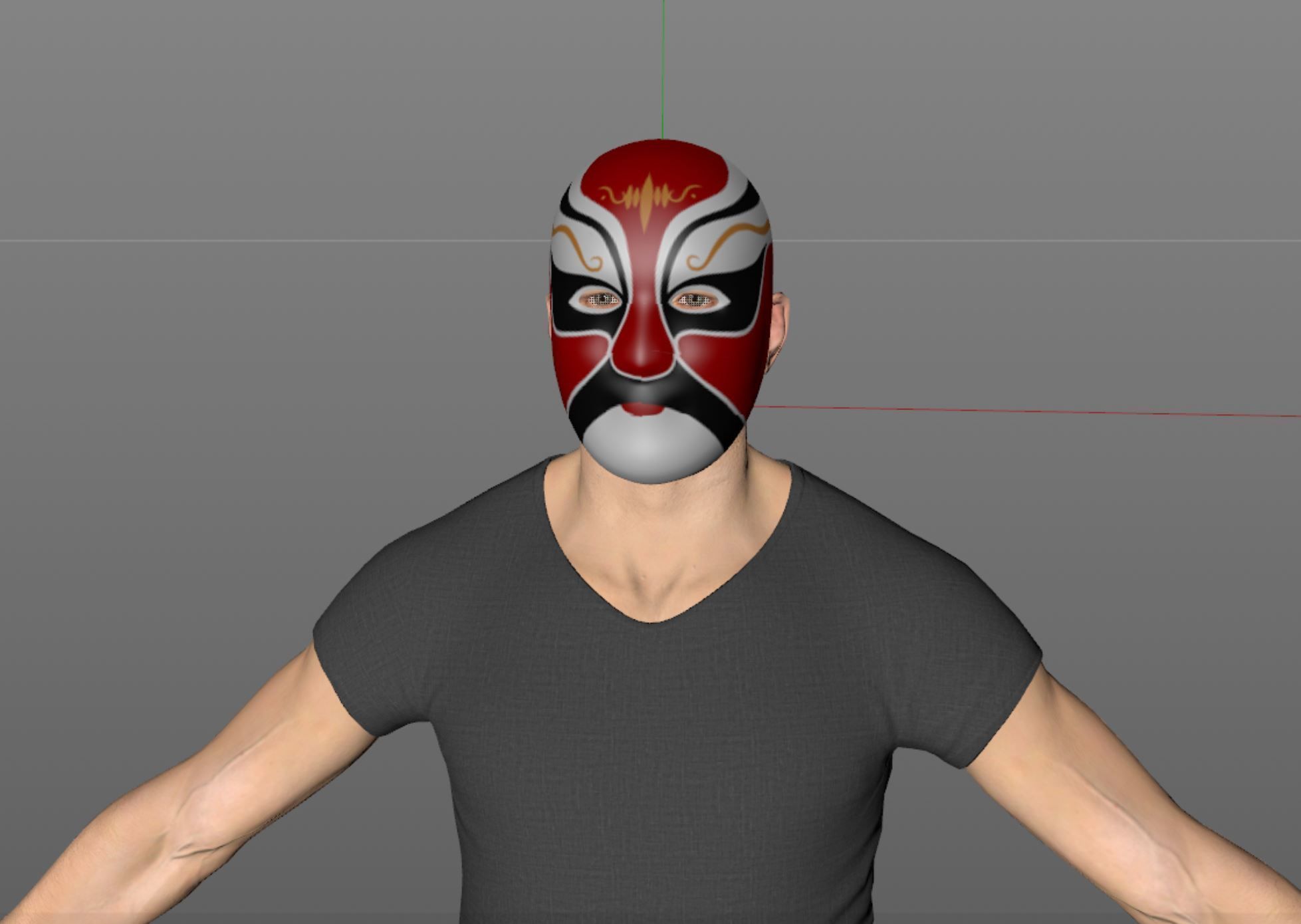 Chinese style full face mask -red 3D model_7