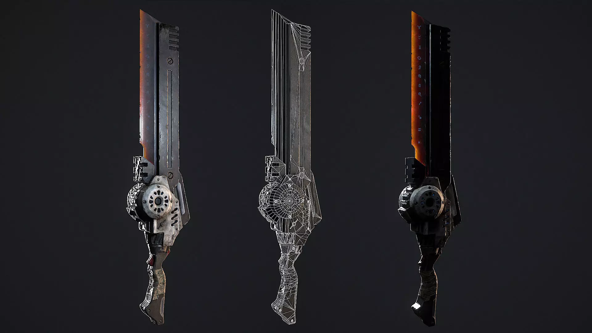 scifi sword Low-poly 3D model_0