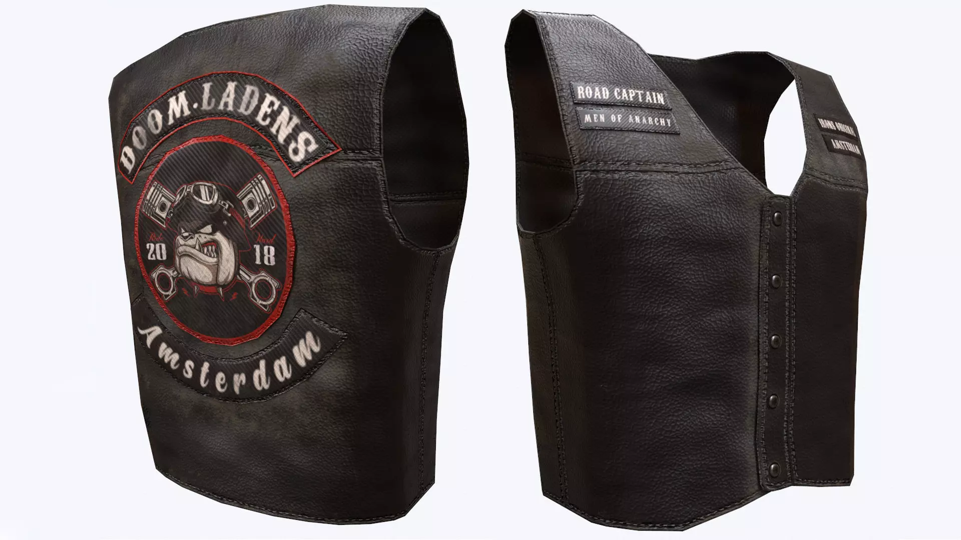 Biker Vest Low-poly 3D model_0