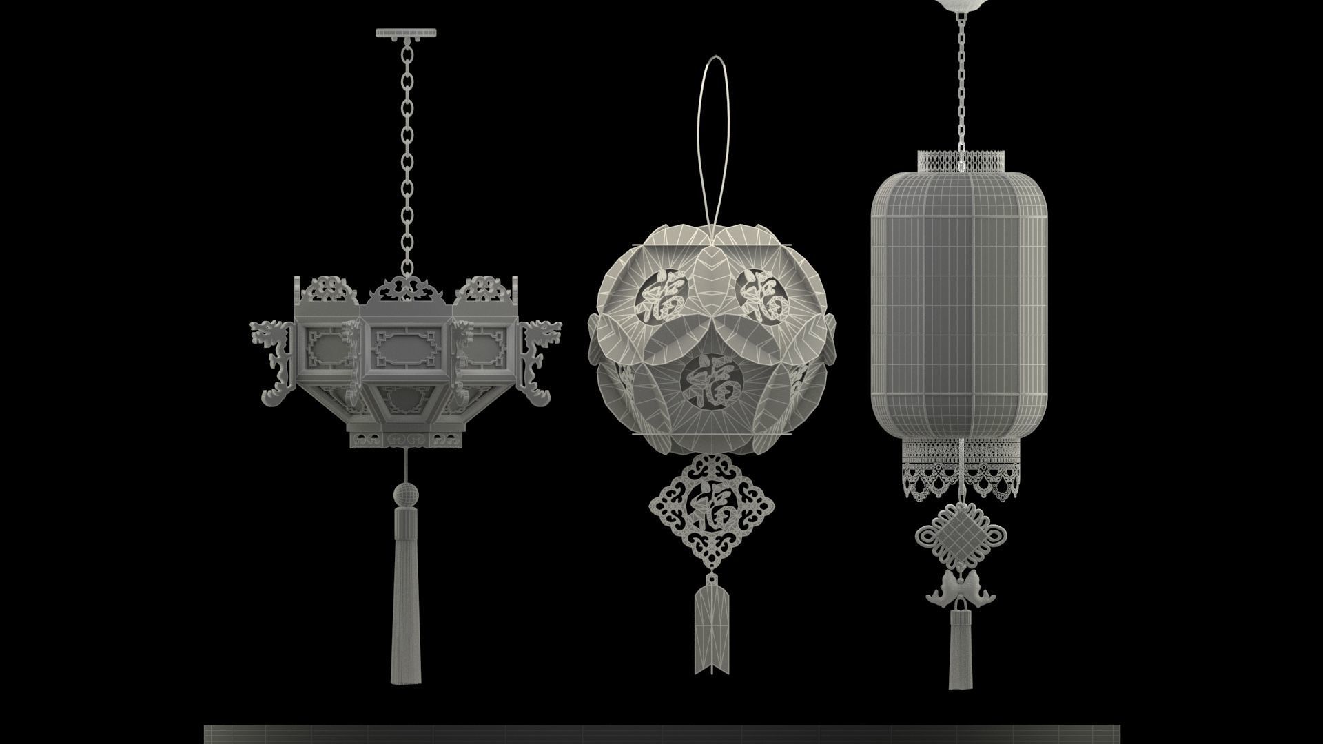 Chinese red lantern 3D model_5