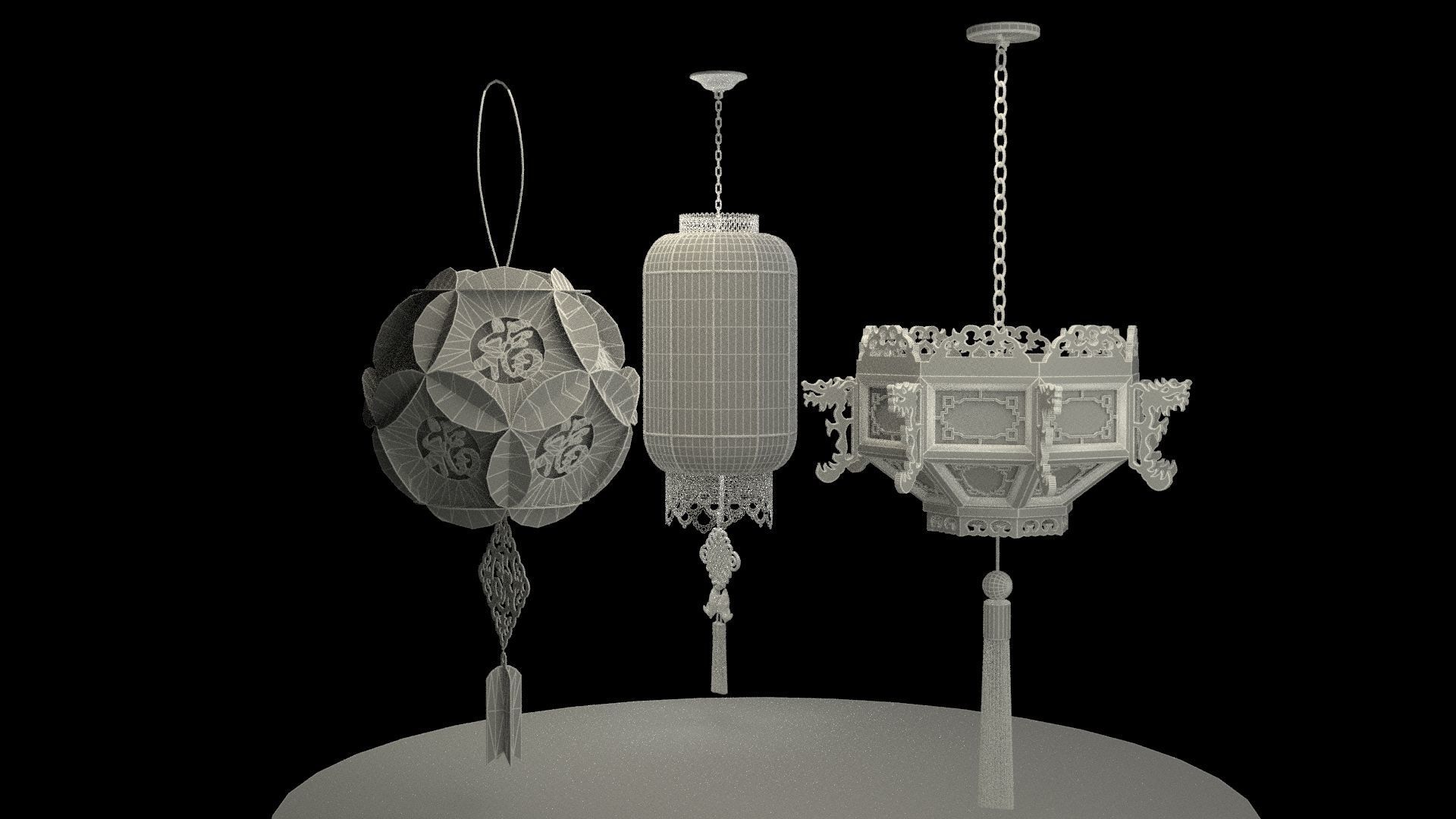 Chinese red lantern 3D model_6