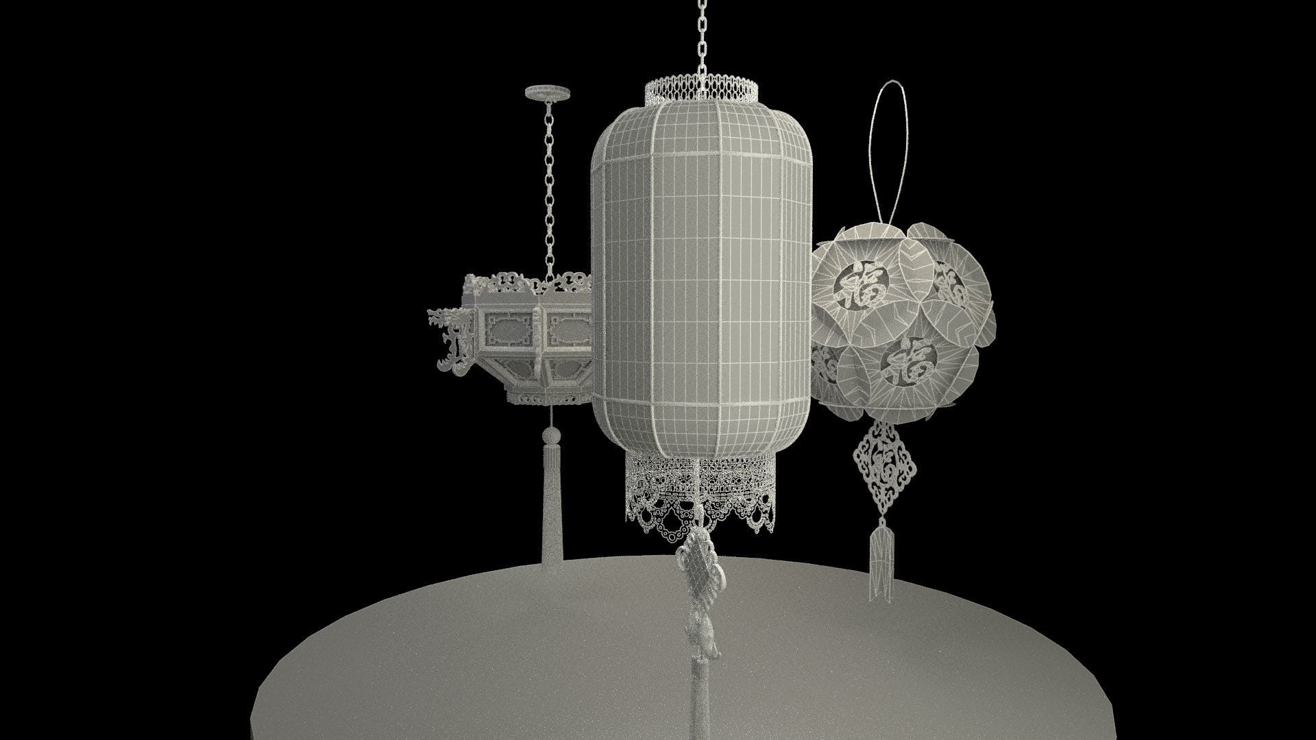 Chinese red lantern 3D model_7