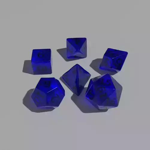 Deep Blue Clear Dice Set Low-poly 3D model