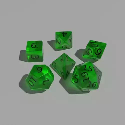 Green Clear Dice Set Low-poly 3D model