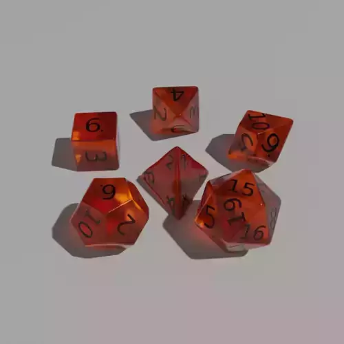 Orange Clear Dice Set Low-poly 3D model