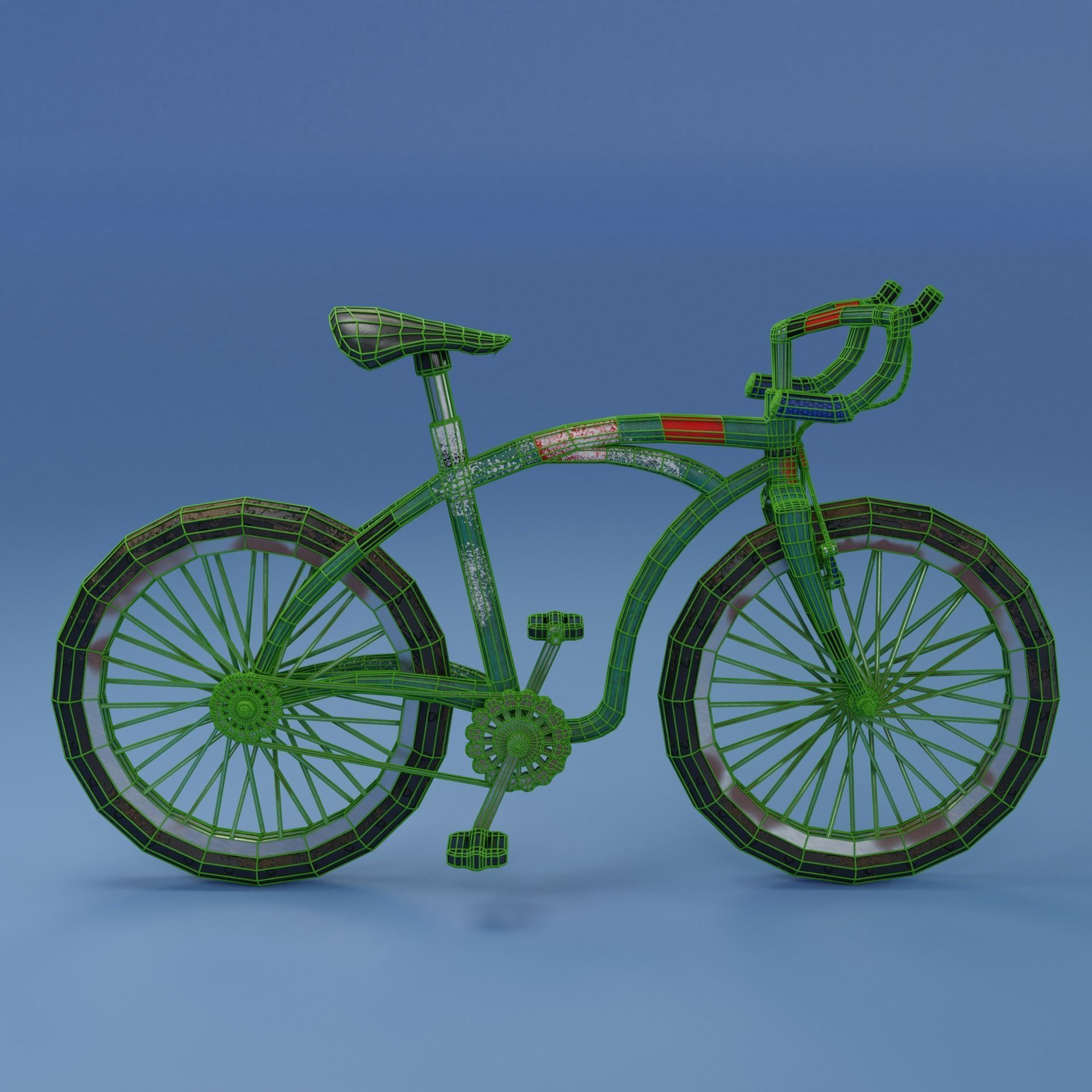 Bicycle LOW POLY BPR Low-poly 3D model_8