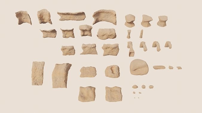 Environmental Sandy Rocks Vol3 - Game Ready and PBR Low-poly 3D model