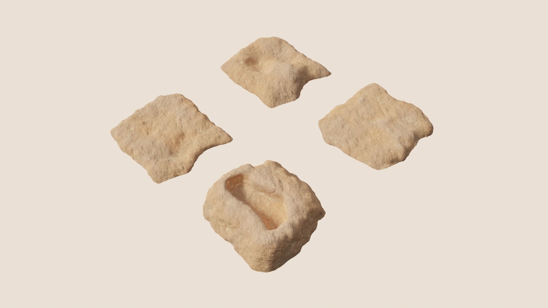 Environmental Sandy Rocks Vol3 - Game Ready and PBR Low-poly 3D model_4