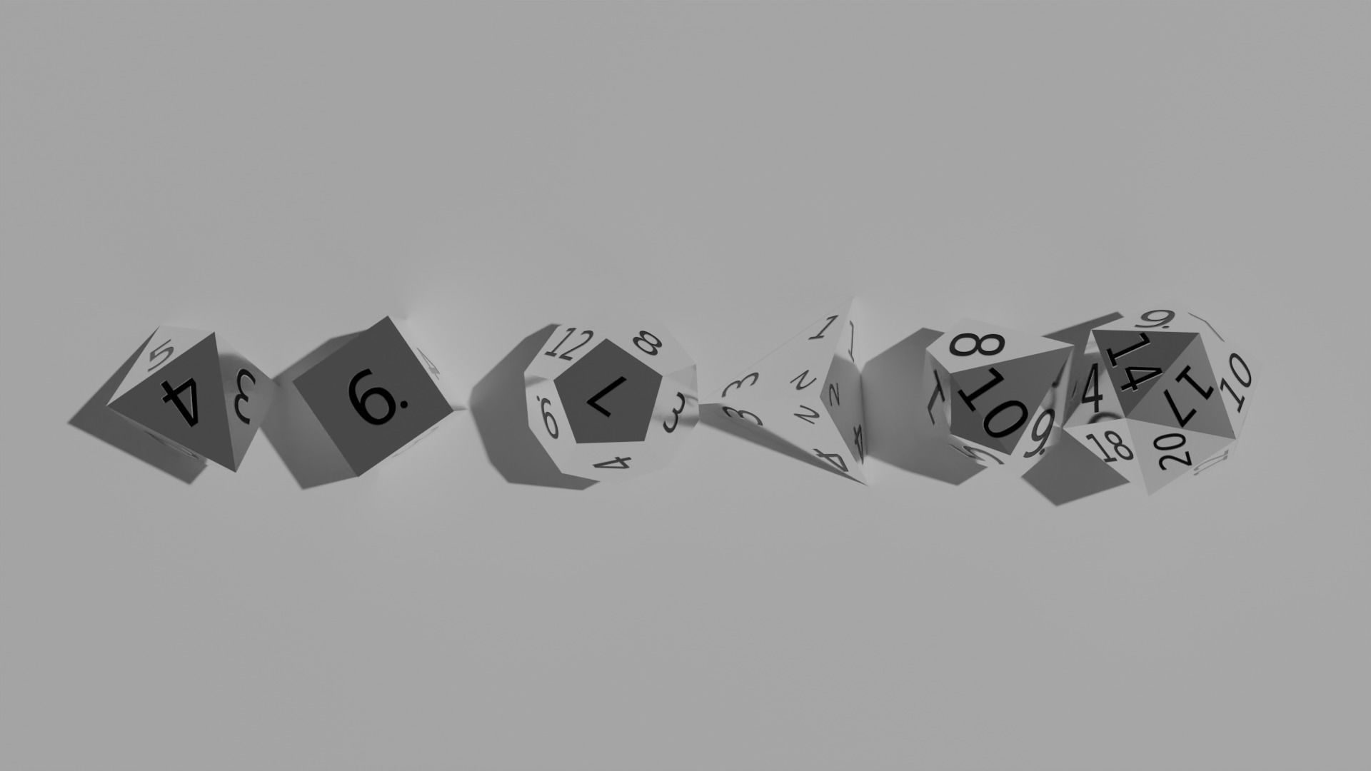 White Metal Dice Set Low-poly 3D model_5