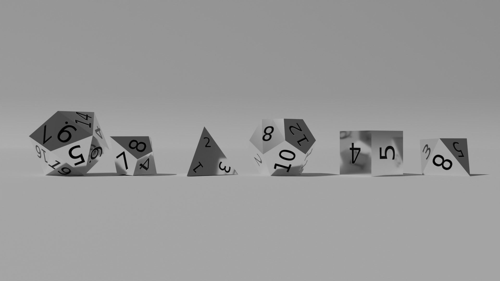 White Metal Dice Set Low-poly 3D model_2