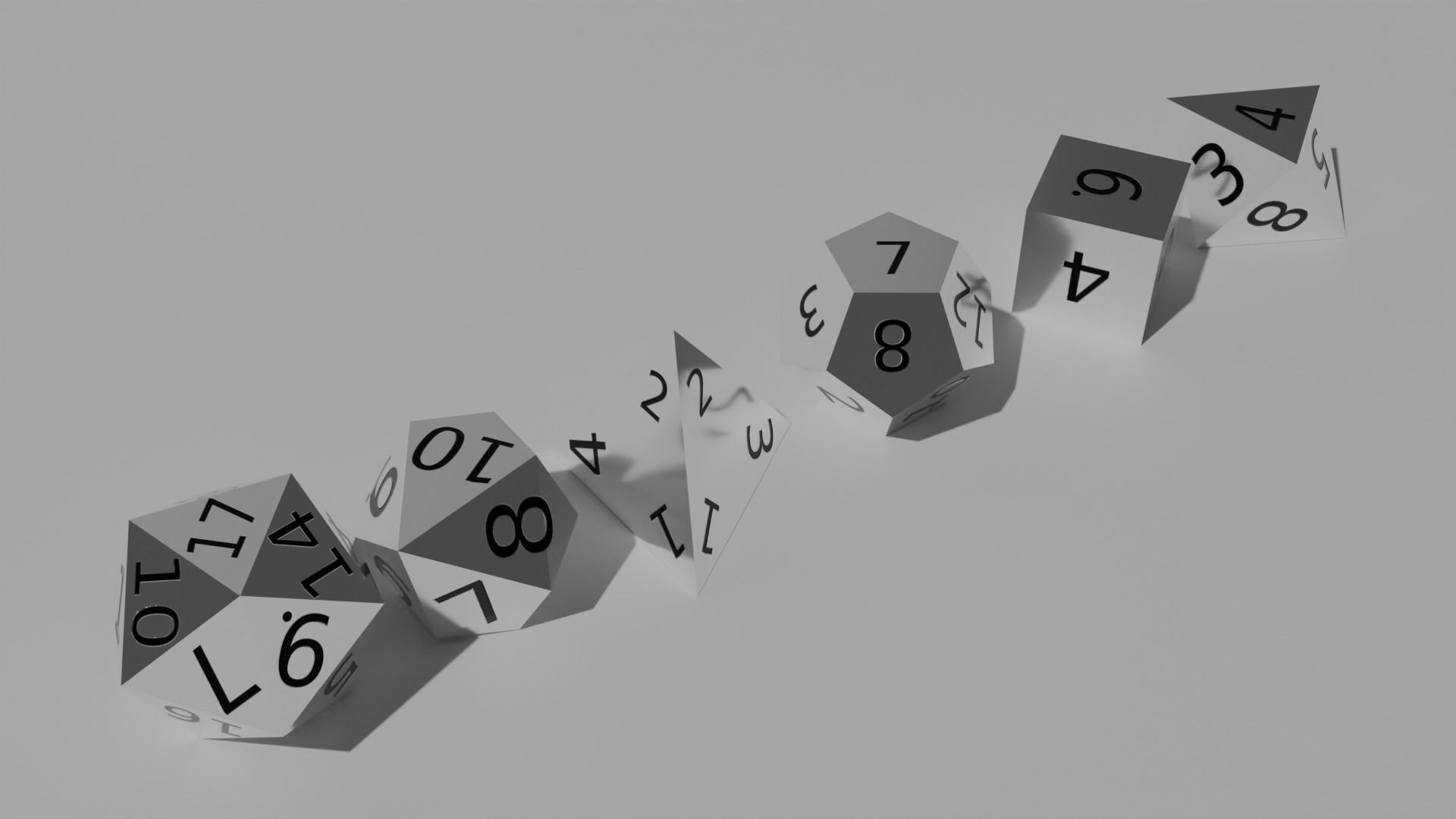 White Metal Dice Set Low-poly 3D model_1
