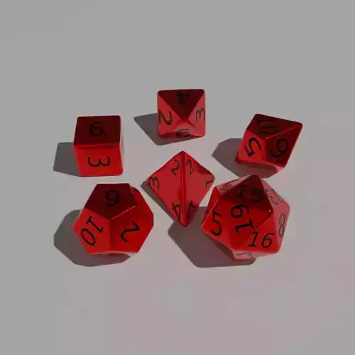 Red Metal Dice Set