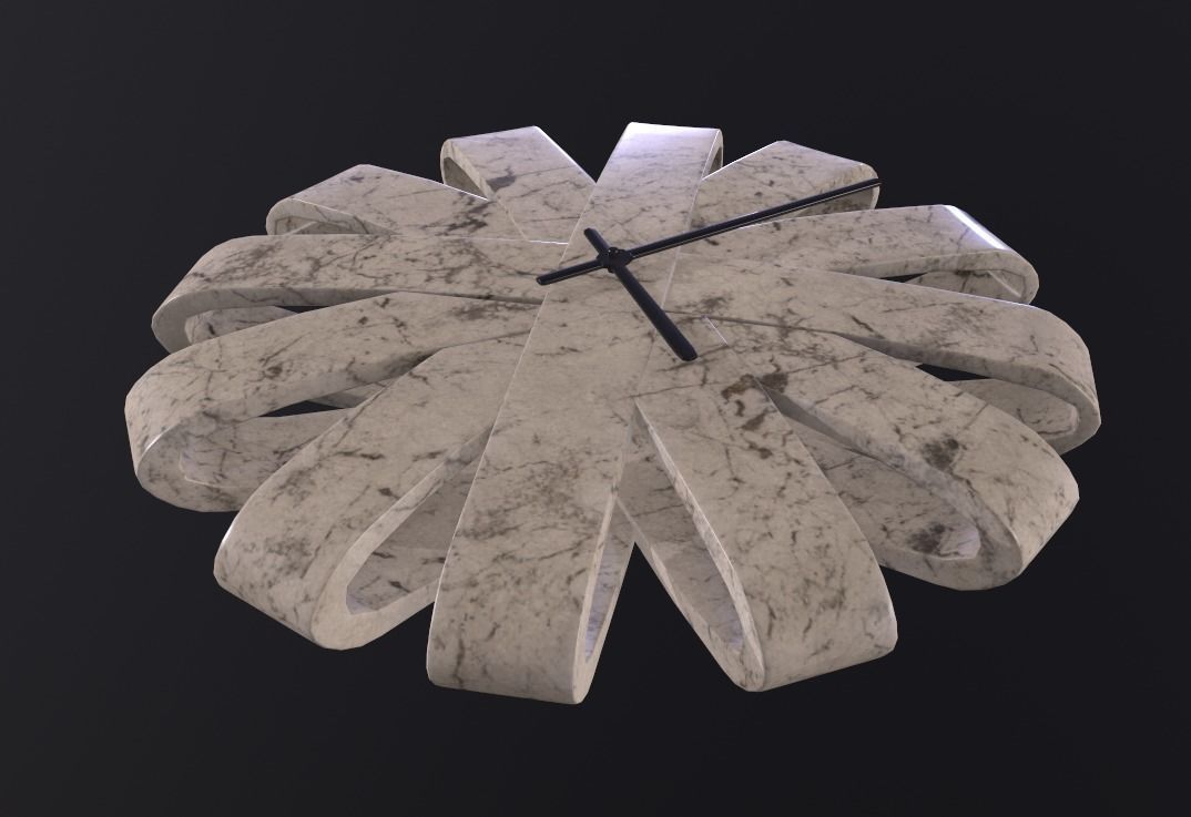 Clock made out of marble 3D model_3
