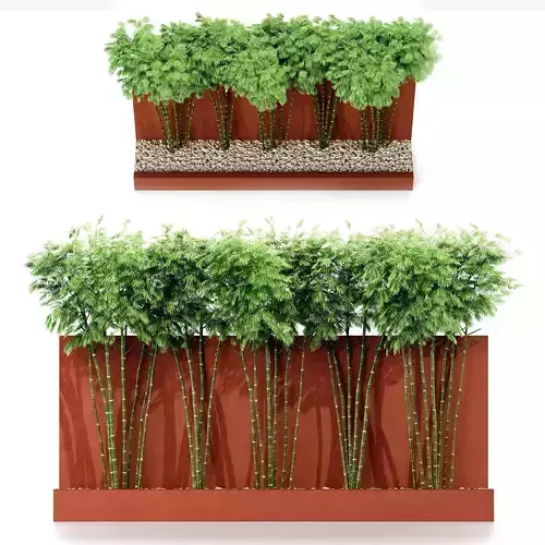 Backyard Landscaping-Bamboo Wall collection 5flower in the scene Free 3D model