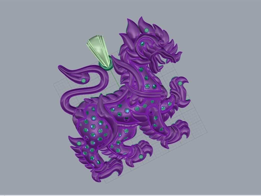 diamond lion pendant   3D print model_2