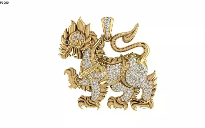 diamond lion pendant  