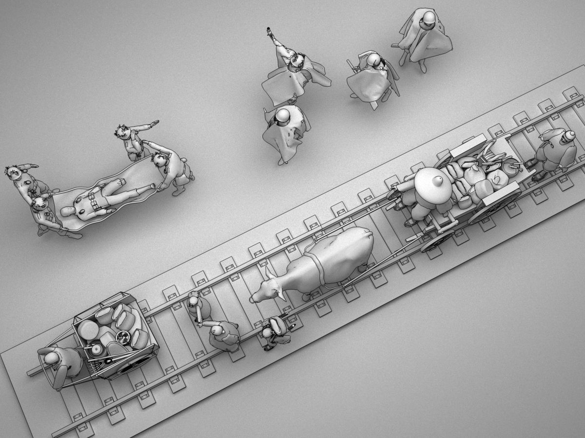 Korean War refugees and soldiers simple model 3D model_4