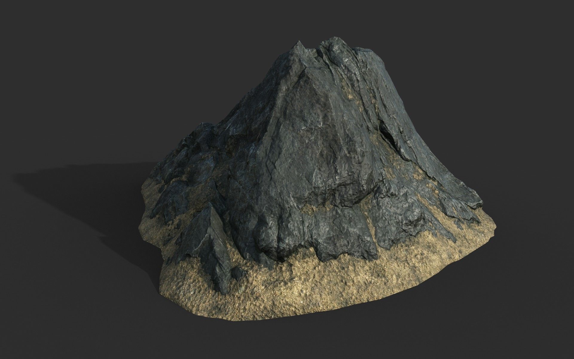 Low poly Black Beach Rock Collection 1 210210 Low-poly 3D model_4