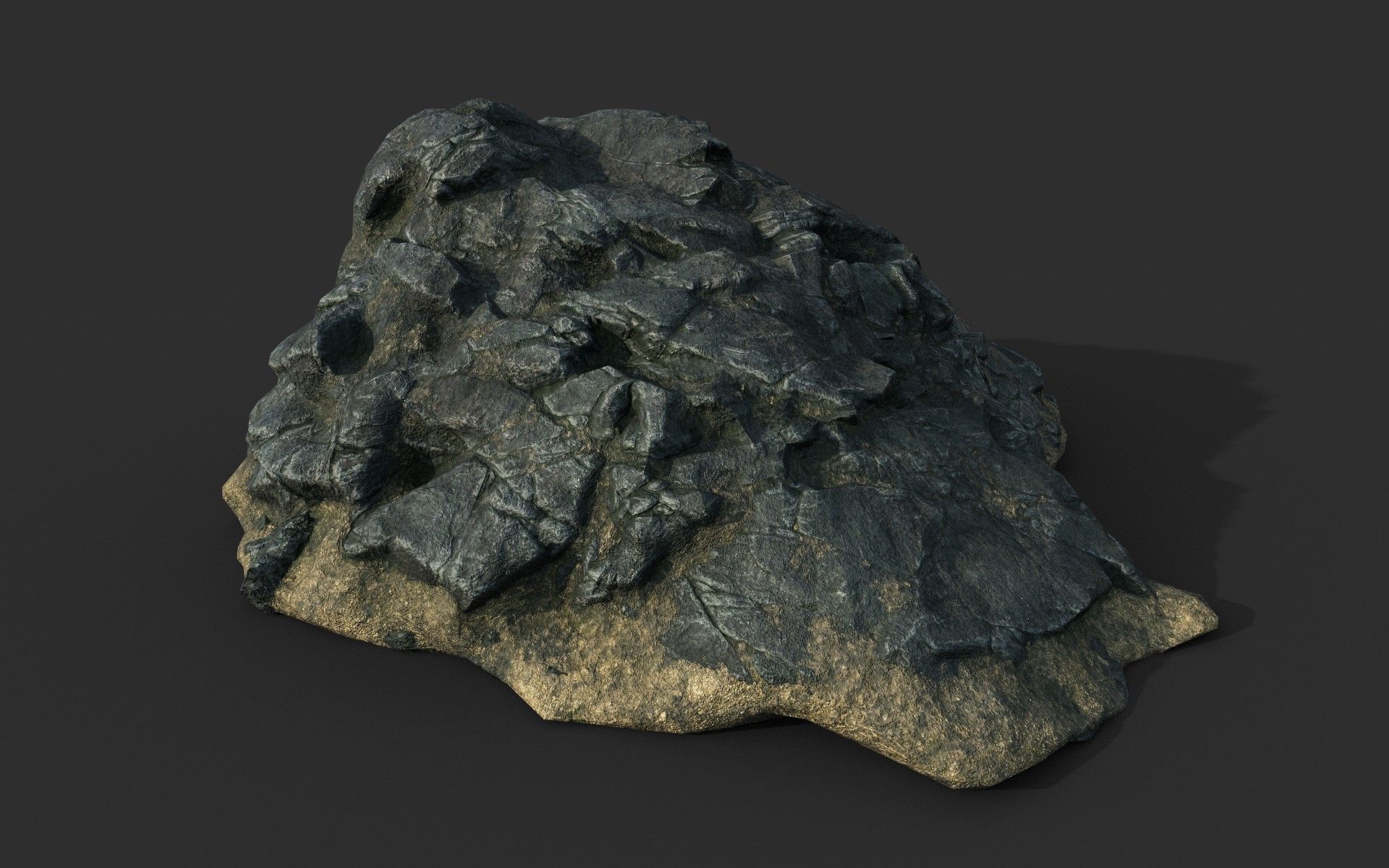 Low poly Black Beach Rock Collection 1 210210 Low-poly 3D model_12