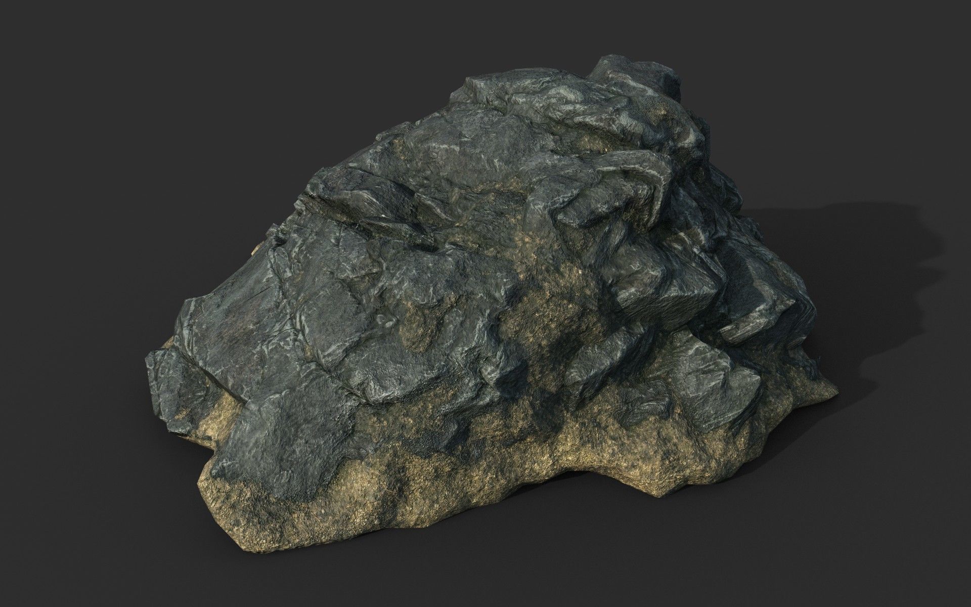Low poly Black Beach Rock Collection 1 210210 Low-poly 3D model_14