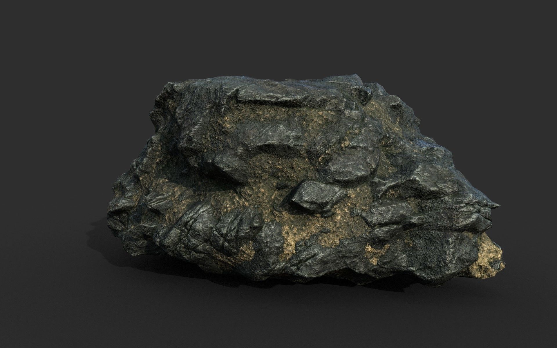 Low poly Black Beach Rock Collection 1 210210 Low-poly 3D model_39